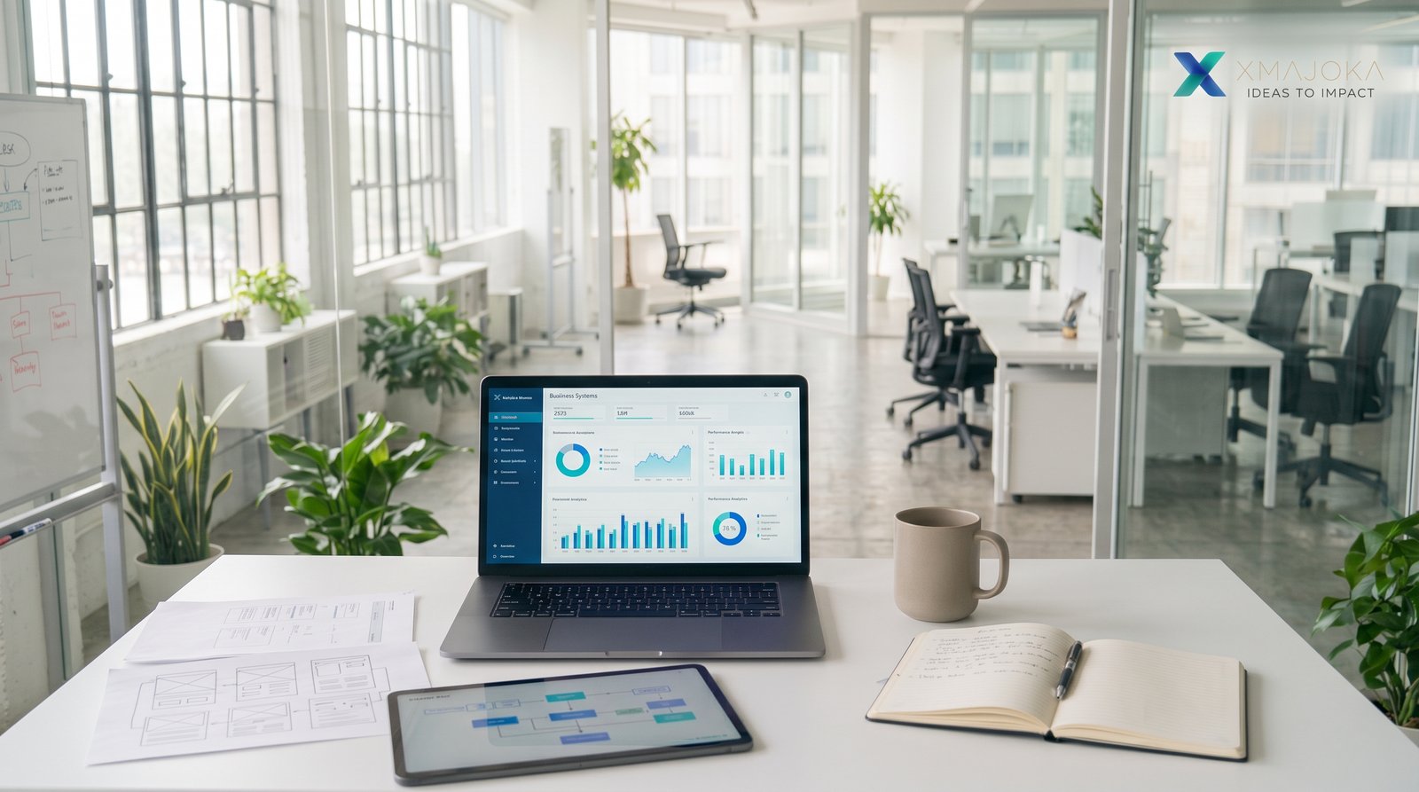 Laptop displaying a business analytics dashboard
